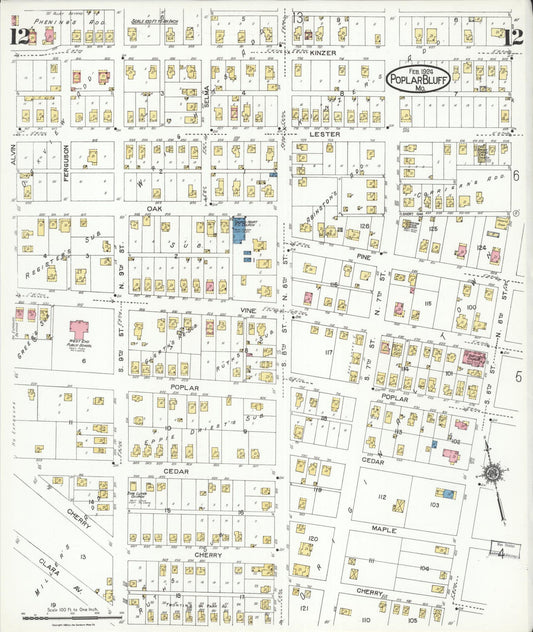 Sanborn Fire Insurance Map from Poplar Bluff, Butler County, Missouri (1924), Sheet #0012 - Historic Sanborn Fire Insurance Map Print, vintage old map wall art, antique decor, genealogy gift, Missouri Missouri map