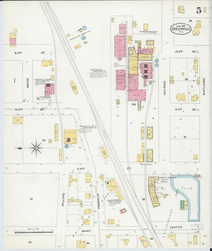 Sanborn Fire Insurance Map from Greenville, Bond County, Illinois (1906), Sheet #0005 - Historic Sanborn Fire Insurance Map Print, vintage old map wall art, antique decor, genealogy gift, Illinois Illinois map