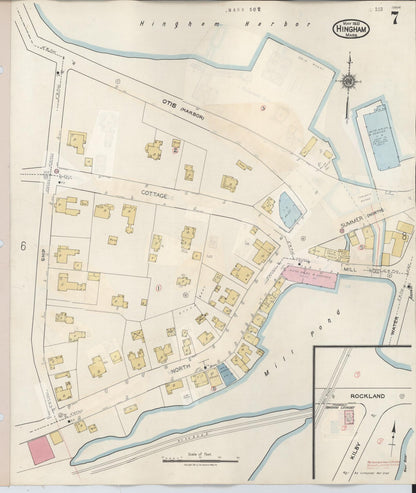 Sanborn Fire Insurance Map from Hingham, Plymouth County, Massachusetts (1948), Sheet #0007 - Historic Sanborn Fire Insurance Map Print, vintage old map wall art, antique decor, genealogy gift, Massachusetts Massachusetts map