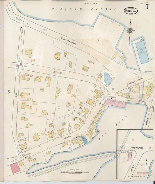 Sanborn Fire Insurance Map from Hingham, Plymouth County, Massachusetts (1948), Sheet #0007 - Historic Sanborn Fire Insurance Map Print, vintage old map wall art, antique decor, genealogy gift, Massachusetts Massachusetts map