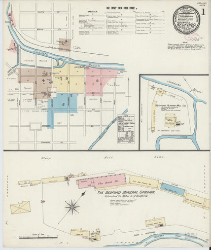 Sanborn Fire Insurance Map from Bedford, Bedford County, Pennsylvania (1891), Sheet #0001 - Complete Map Set gallery image, historic Sanborn map, vintage wall art, Pennsylvania Pennsylvania