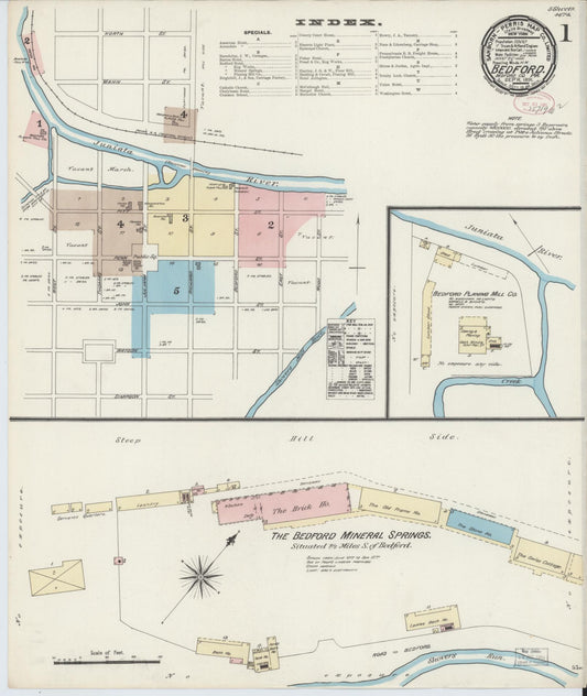 Sanborn Fire Insurance Map from Bedford, Bedford County, Pennsylvania (1891), Sheet #0001 - Complete Map Set gallery image, historic Sanborn map, vintage wall art, Pennsylvania Pennsylvania