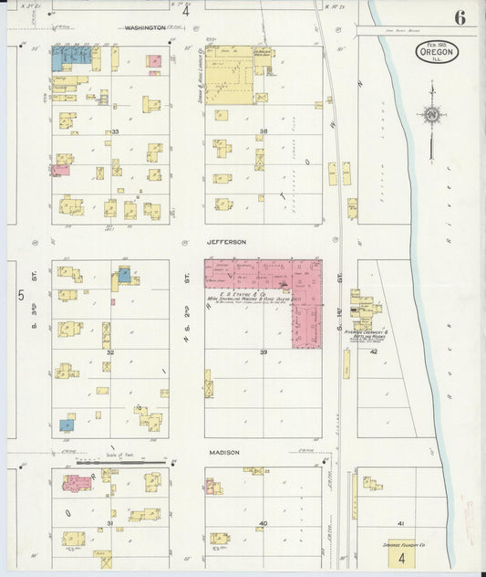 Sanborn Fire Insurance Map from Oregon, Ogle County, Illinois (1913), Sheet #0006 - Historic Sanborn Fire Insurance Map Print, vintage old map wall art, antique decor, genealogy gift, Oregon Oregon map
