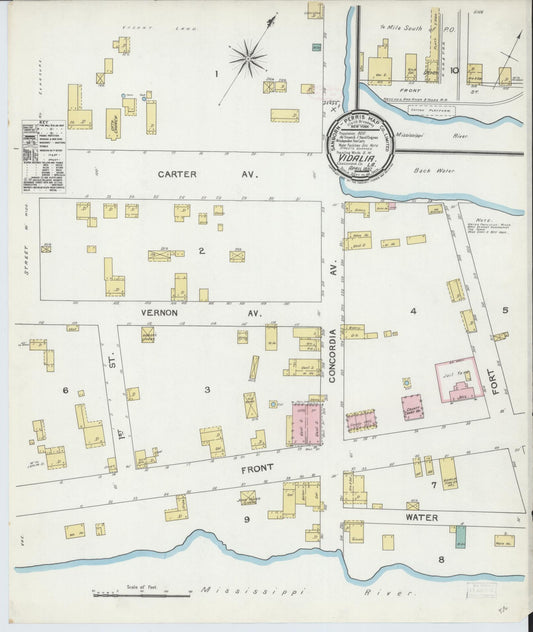 Sanborn Fire Insurance Map from Vidalia, Concordia Parish, Louisiana. (1892) – Historic Sanborn Fire Insurance Map Print