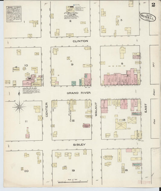 Sanborn Fire Insurance Map from Howell, Livingston County, Michigan (1883), Sheet #0002 - Historic Sanborn Fire Insurance Map Print, vintage old map wall art, antique decor, genealogy gift, Michigan Michigan map