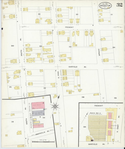 Sanborn Fire Insurance Map from Bridgeton, Cumberland County, New Jersey (1908), Sheet #0032 - Historic Sanborn Fire Insurance Map Print, vintage old map wall art, antique decor, genealogy gift, New Jersey New Jersey map