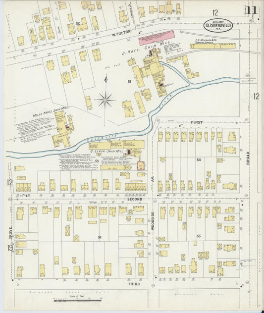 Sanborn Fire Insurance Map from Gloversville, Fulton County, New York (1897), Sheet #0011 - Historic Sanborn Fire Insurance Map Print, vintage old map wall art, antique decor, genealogy gift, New York New York map