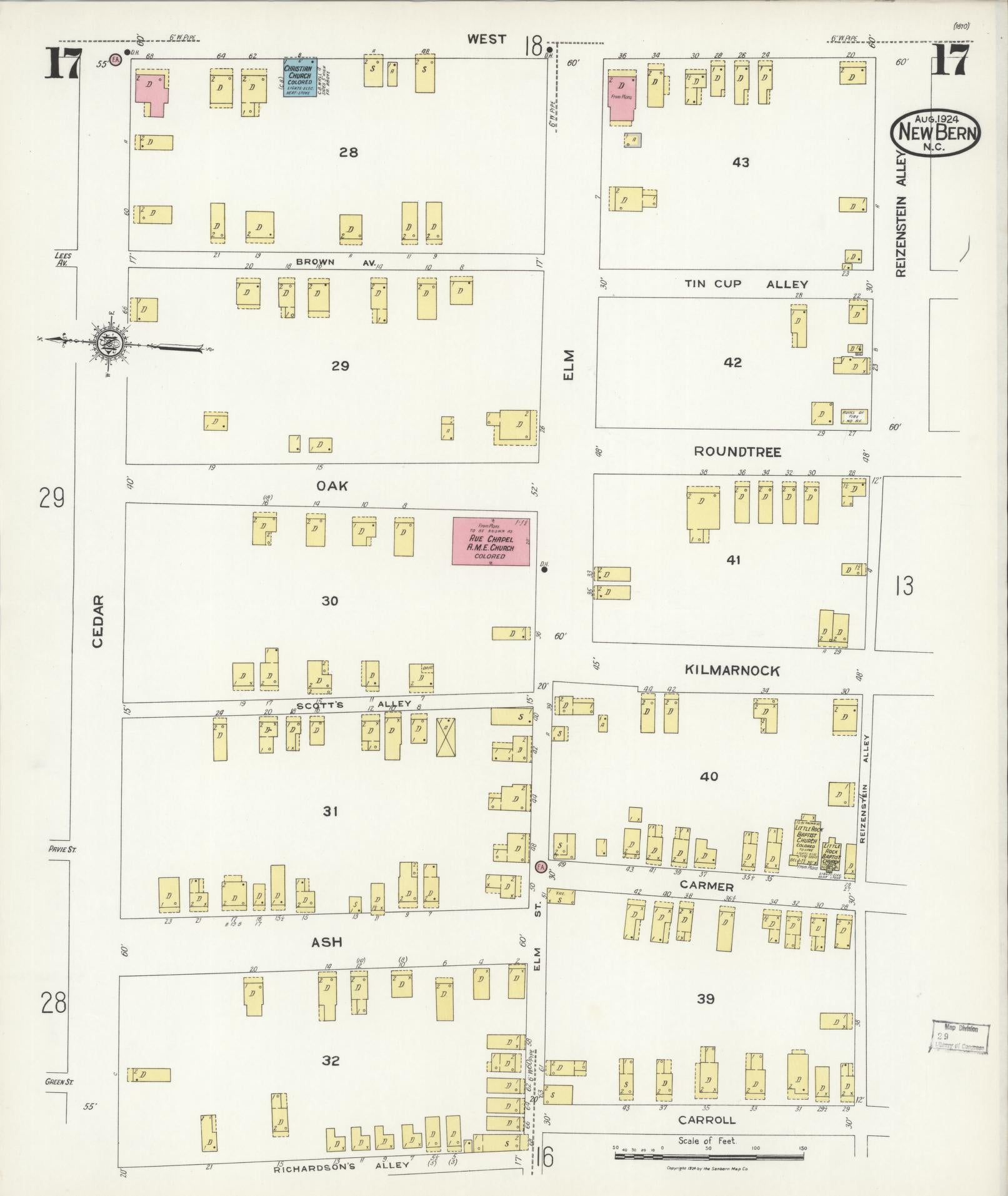 Sanborn Fire Insurance Map from New Bern, Craven County, North Carolina (1924), Sheet #0017 - Complete Map Set gallery image, historic Sanborn map, vintage wall art, North Carolina North Carolina