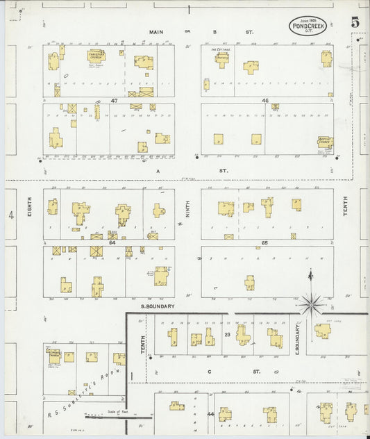 Sanborn Fire Insurance Map from Pond Creek, Grant County, Oklahoma (1905), Sheet #0005 - Historic Sanborn Fire Insurance Map Print, vintage old map wall art, antique decor, genealogy gift, Oklahoma Oklahoma map