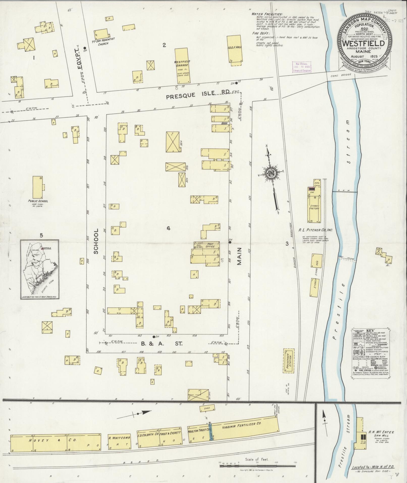 Sanborn Fire Insurance Map from Westfield, Aroostook County, Maine. (1925) – Historic Sanborn Fire Insurance Map Print