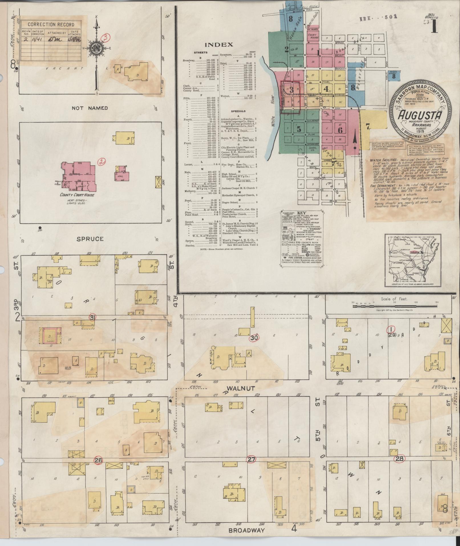 Sanborn Fire Insurance Map from Augusta, Woodruff County, Arkansas. (1941) – Historic Sanborn Fire Insurance Map Print