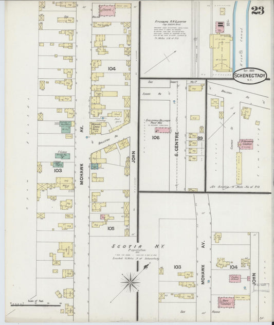 Sanborn Fire Insurance Map from Schenectady, Schenectady County, New York (1889), Sheet #0023 - Historic Sanborn Fire Insurance Map Print, vintage old map wall art, antique decor, genealogy gift, New York New York map