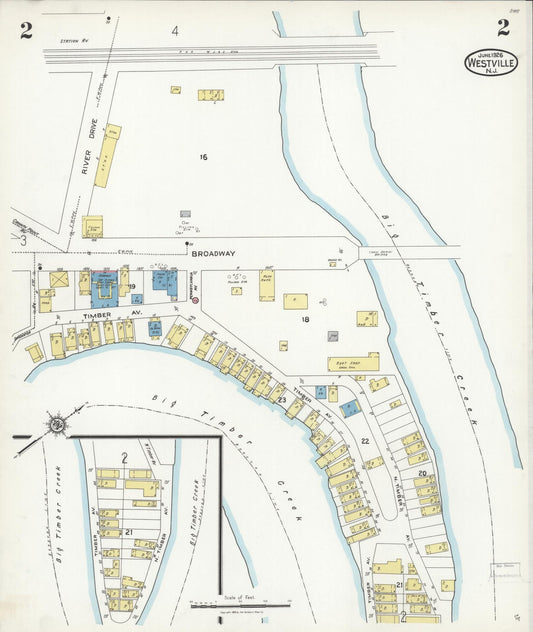 Sanborn Fire Insurance Map from Westville, Gloucester County, New Jersey (1926), Sheet #0002 - Complete Map Set gallery image, historic Sanborn map, vintage wall art, New Jersey New Jersey