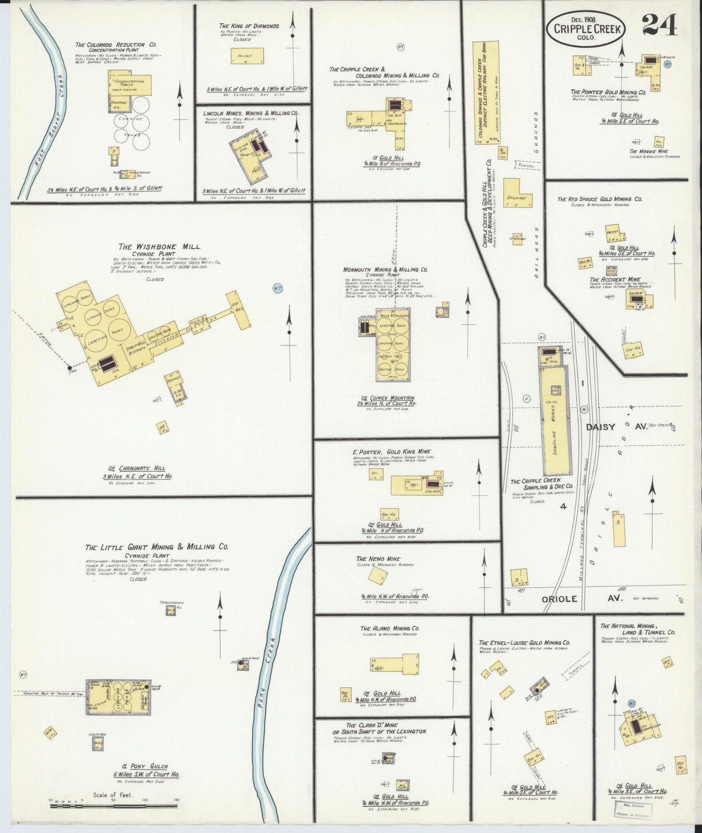 Sanborn Fire Insurance Map from Cripple Creek, Teller County, Colorado (1908), Sheet #0024 - Complete Map Set gallery image, historic Sanborn map, vintage wall art, Colorado Colorado