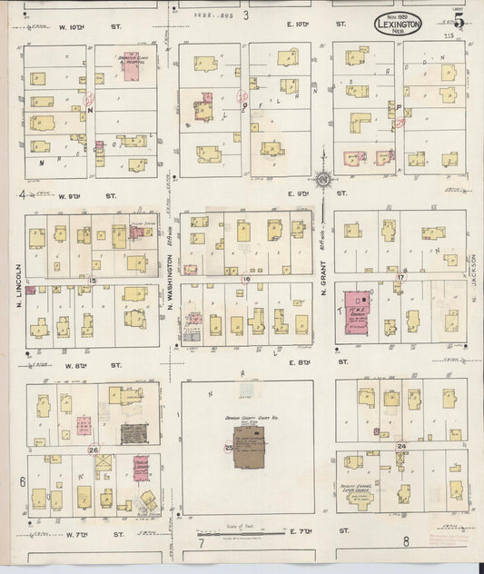 Sanborn Fire Insurance Map from Lexington, Dawson County, Nebraska (1943), Sheet #0005 - Historic Sanborn Fire Insurance Map Print, vintage old map wall art, antique decor, genealogy gift, Nebraska Nebraska map
