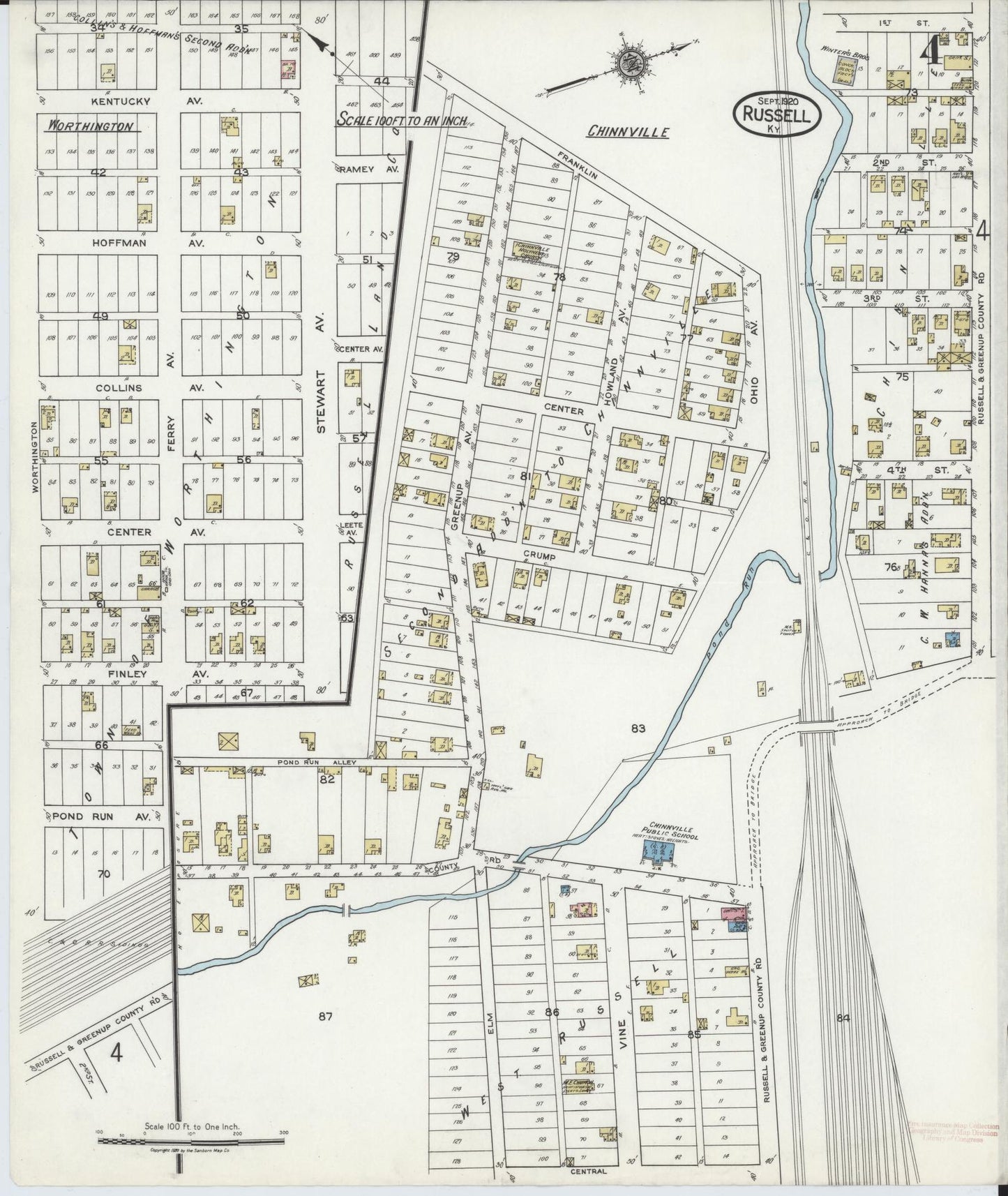 Sanborn Fire Insurance Map from Russell, Greenup County, Kentucky (1920), Sheet #0004 - Complete Map Set gallery image, historic Sanborn map, vintage wall art, Kentucky Kentucky