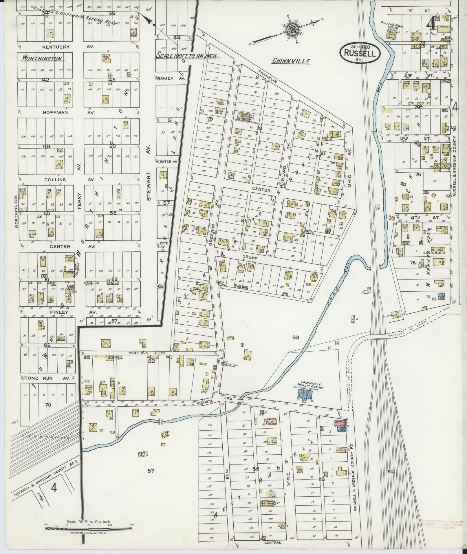 Sanborn Fire Insurance Map from Russell, Greenup County, Kentucky (1920), Sheet #0004 - Complete Map Set gallery image, historic Sanborn map, vintage wall art, Kentucky Kentucky