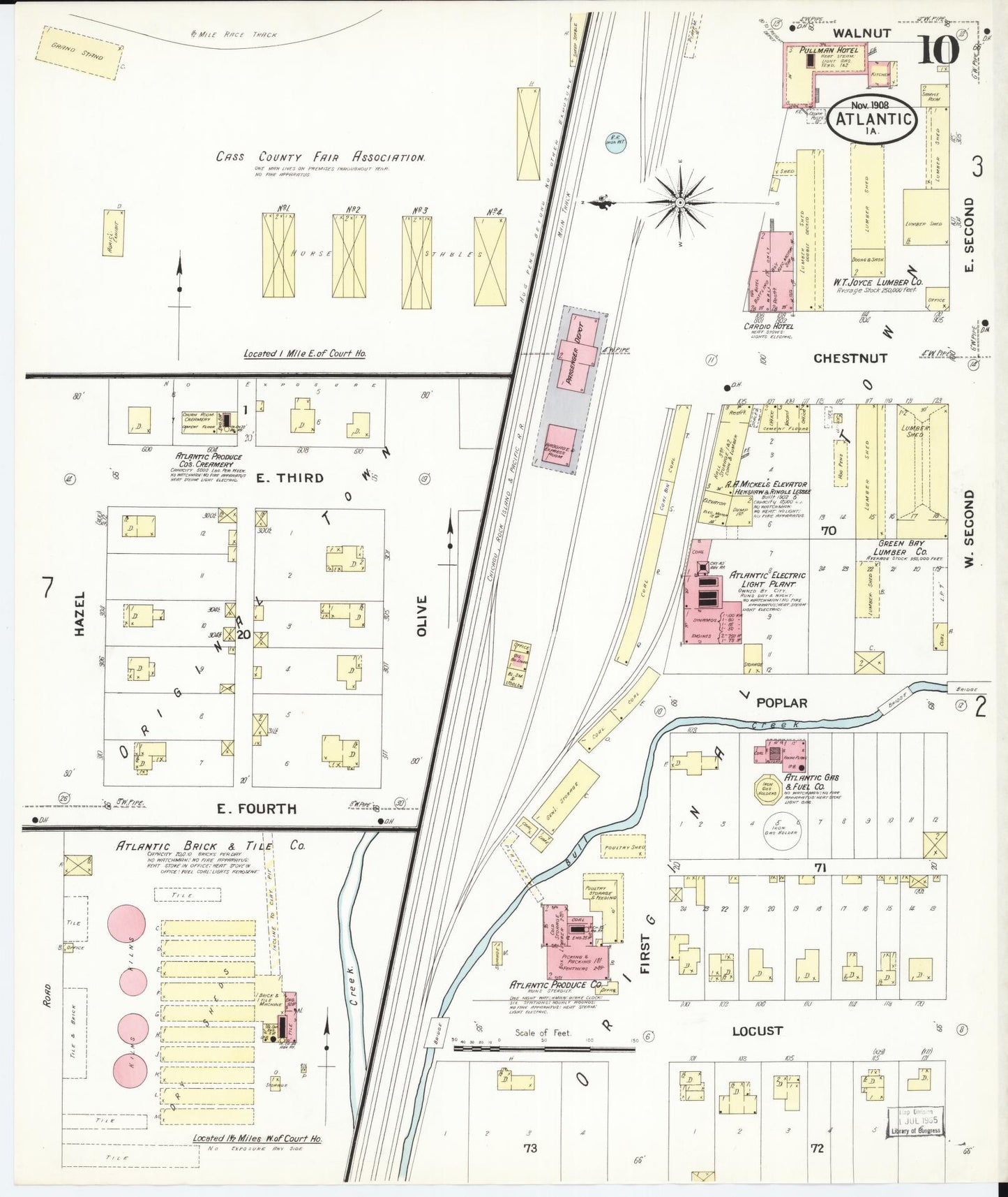 Sanborn Fire Insurance Map from Atlantic, Cass County, Iowa (1908), Sheet #0010 - Historic Sanborn Fire Insurance Map Print, vintage old map wall art