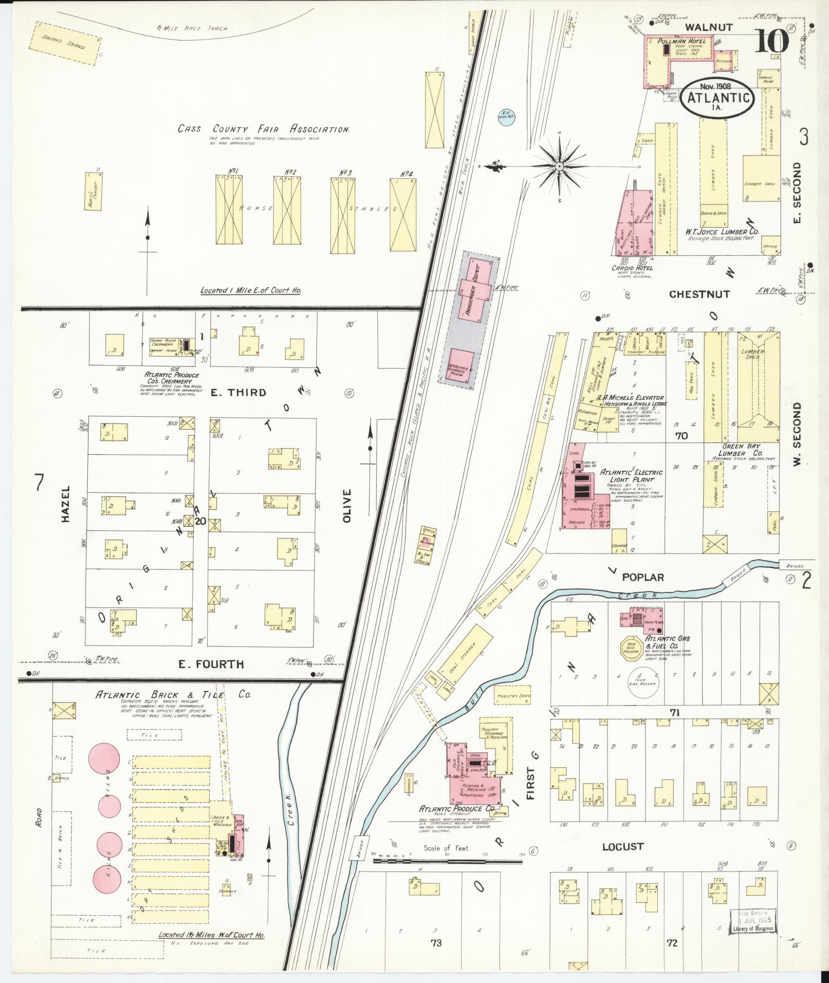 Sanborn Fire Insurance Map from Atlantic, Cass County, Iowa (1908), Sheet #0010 - Historic Sanborn Fire Insurance Map Print, vintage old map wall art