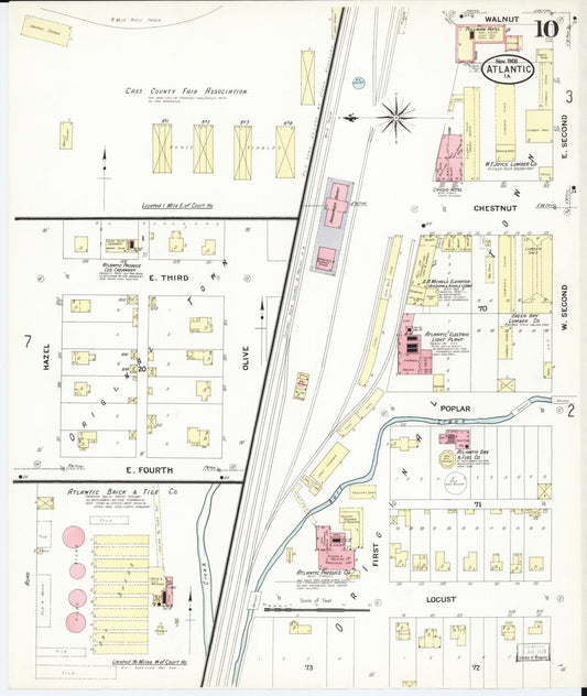 Sanborn Fire Insurance Map from Atlantic, Cass County, Iowa (1908), Sheet #0010 - Historic Sanborn Fire Insurance Map Print, vintage old map wall art