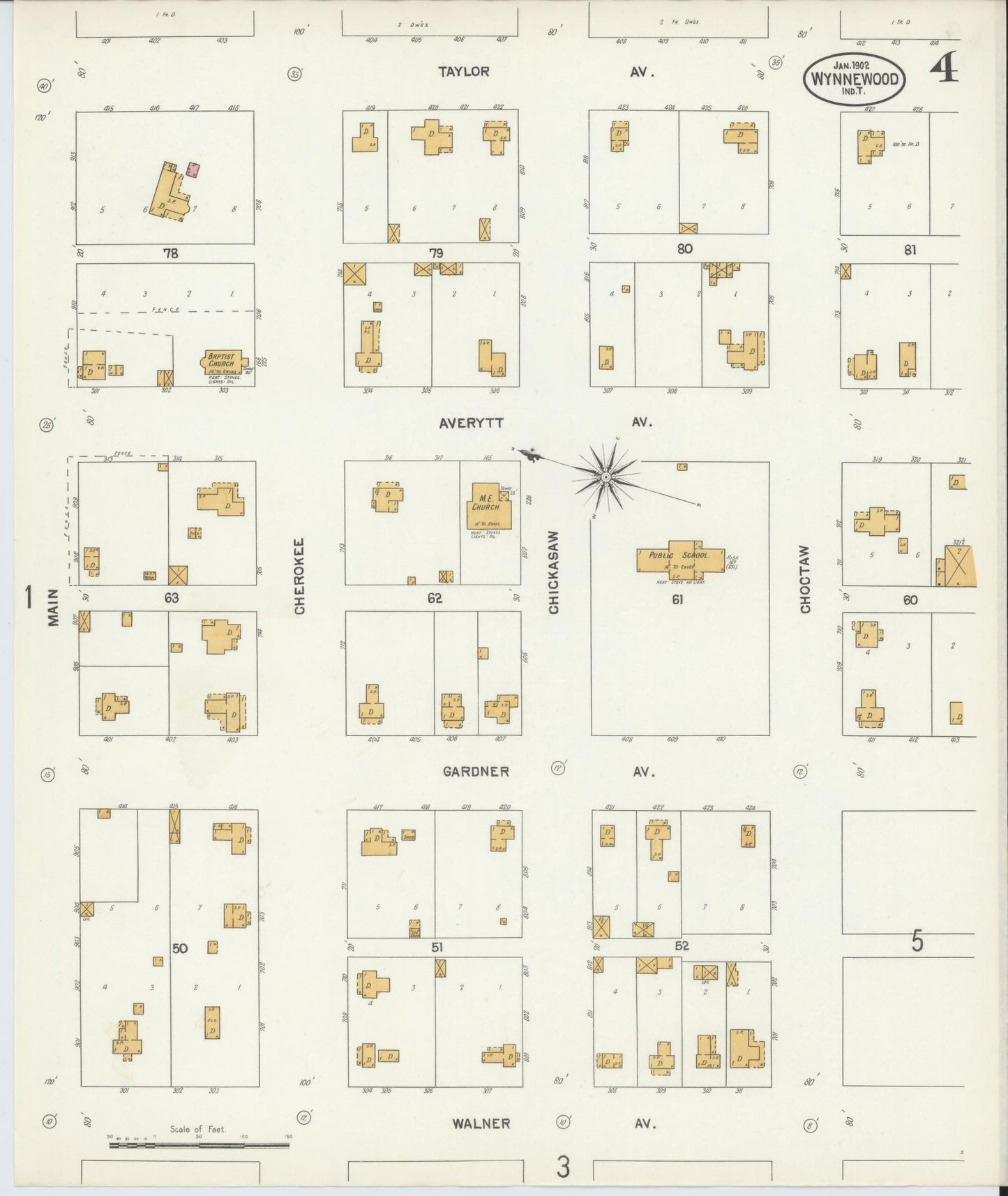 Sanborn Fire Insurance Map from Wynnewood, Garvin County, Oklahoma (1902), Sheet #0004 - Historic Sanborn Fire Insurance Map Print, vintage old map wall art, antique decor, genealogy gift, Oklahoma Oklahoma map