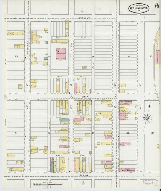 Sanborn Fire Insurance Map from New Kensington, Westmoreland County, Pennsylvania (1895), Sheet #0006 - Historic Sanborn Fire Insurance Map Print, vintage old map wall art, antique decor, genealogy gift, Pennsylvania Pennsylvania map