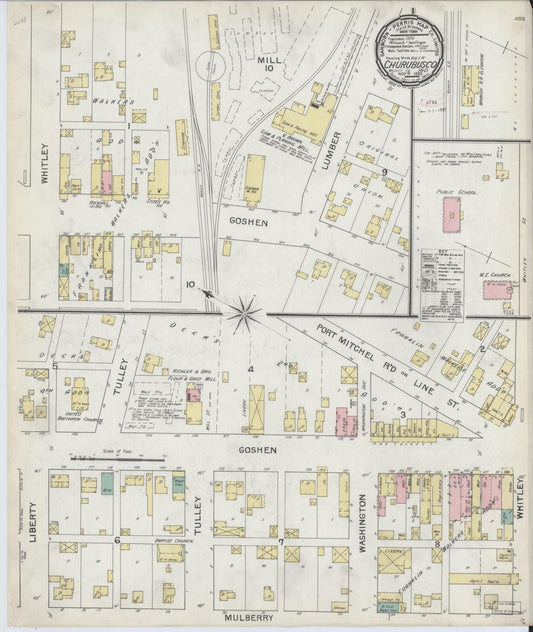 Sanborn Fire Insurance Map from Churubusco, Whitley County, Indiana (1892), Sheet #0001 - Historic Sanborn Fire Insurance Map Print, vintage old map wall art, antique decor, genealogy gift, Indiana Indiana map