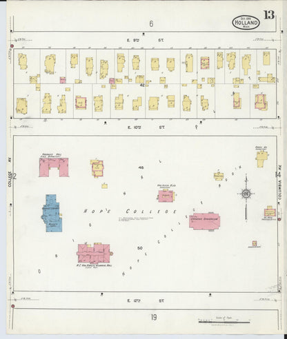 Sanborn Fire Insurance Map from Holland, Ottawa County, Michigan (1916), Sheet #0013 - Complete Map Set gallery image, historic Sanborn map, vintage wall art, Michigan Michigan