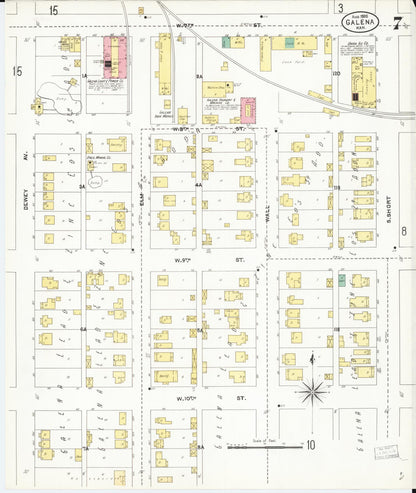 Sanborn Fire Insurance Map from Galena, Cherokee County, Kansas (1905), Sheet #0007 - Complete Map Set gallery image, historic Sanborn map, vintage wall art, Kansas Kansas