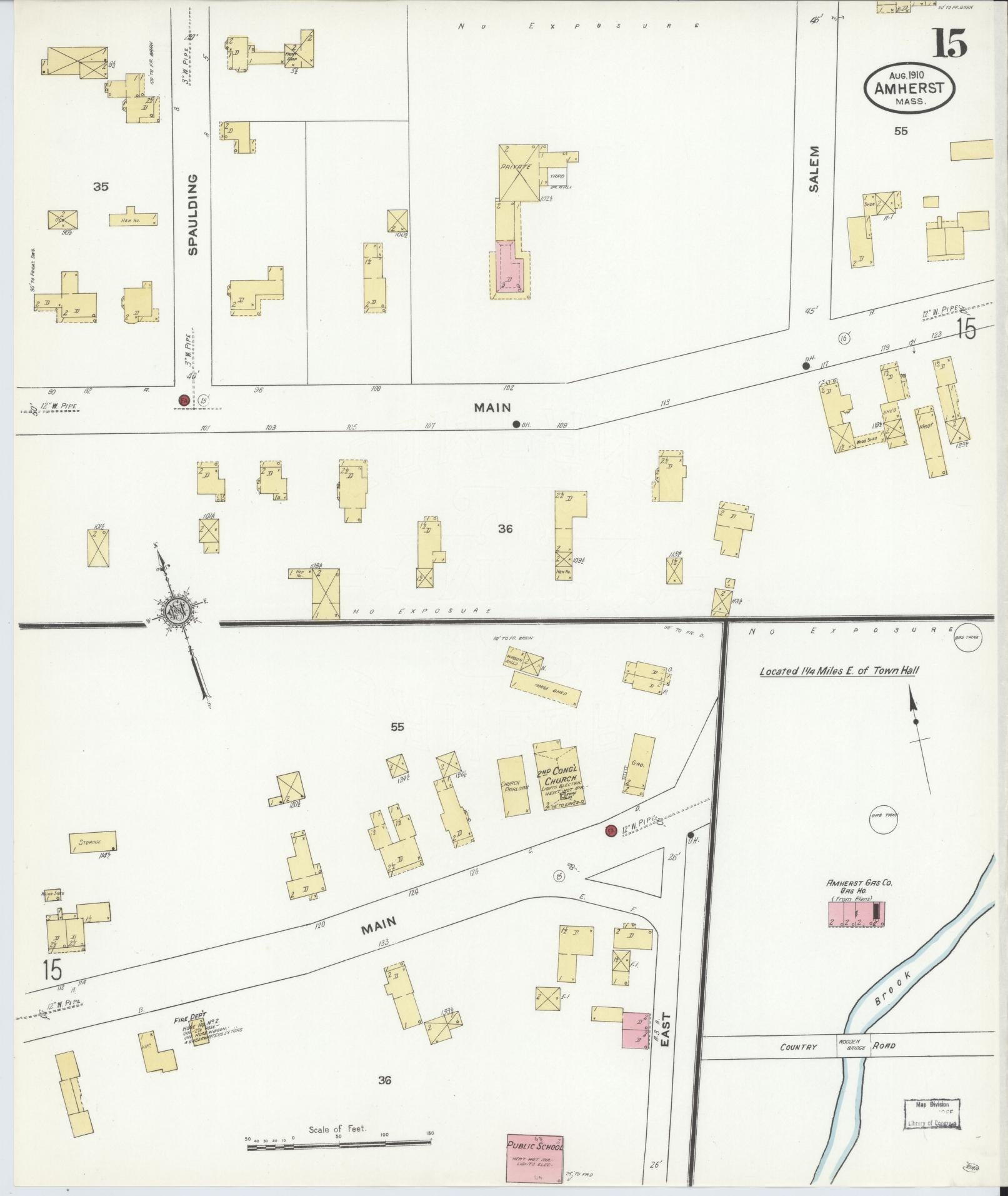 Sanborn Fire Insurance Map from Amherst, Hampshire County, Massachusetts (1910), Sheet #0015 - Complete Map Set gallery image, historic Sanborn map, vintage wall art, Massachusetts Massachusetts