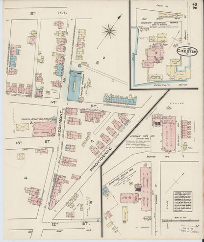Sanborn Fire Insurance Map from Chester, Delaware County, Pennsylvania (1885), Sheet #0002 - Historic Sanborn Fire Insurance Map Print, vintage old map wall art, antique decor, genealogy gift, Pennsylvania Pennsylvania map
