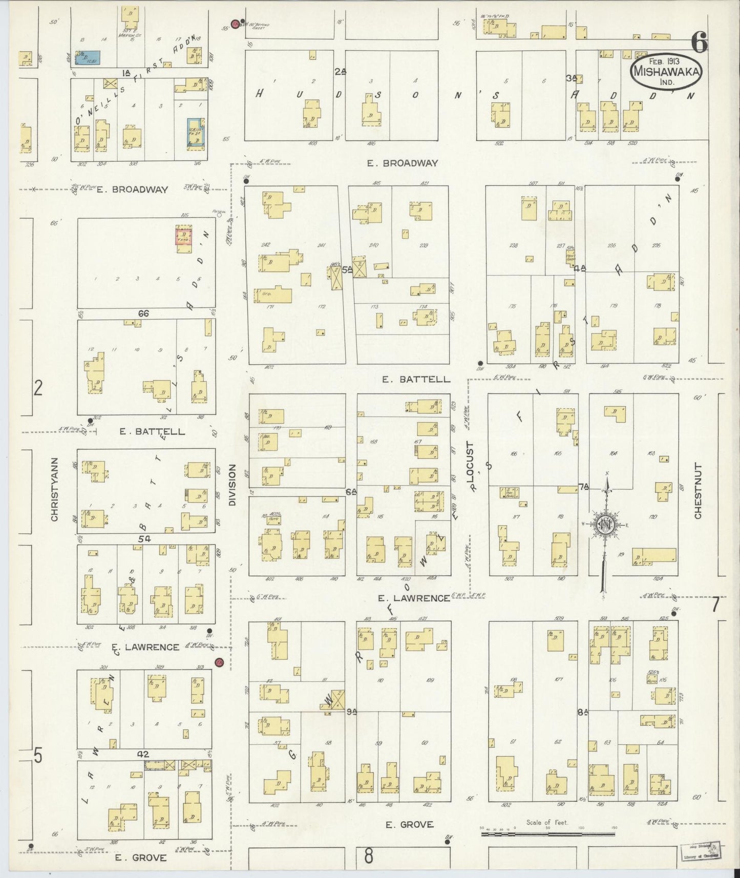 Sanborn Fire Insurance Map from Mishawaka, Saint Joseph County, Indiana (1913), Sheet #0006 - Complete Map Set gallery image, historic Sanborn map, vintage wall art, Indiana Indiana