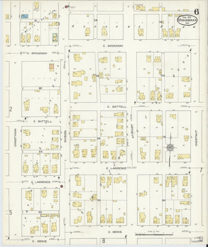 Sanborn Fire Insurance Map from Mishawaka, Saint Joseph County, Indiana (1913), Sheet #0006 - Complete Map Set gallery image, historic Sanborn map, vintage wall art, Indiana Indiana