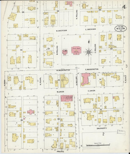 Sanborn Fire Insurance Map from Macon, Macon County, Missouri (1902), Sheet #0004 - Historic Sanborn Fire Insurance Map Print, vintage old map wall art, antique decor, genealogy gift, Missouri Missouri map
