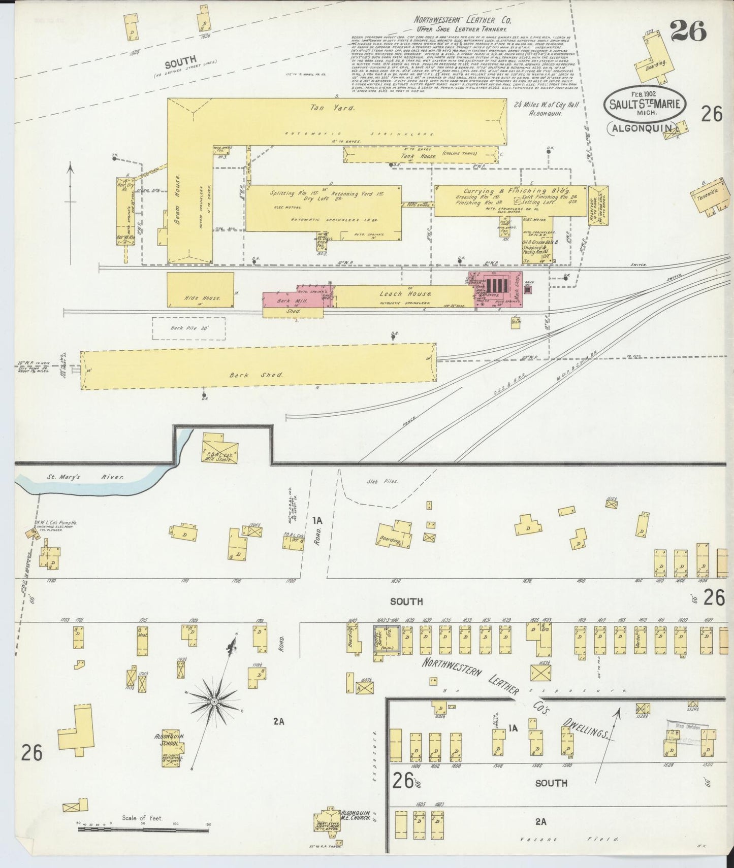 Sanborn Fire Insurance Map from Sault Sainte Marie, Chippewa County, Michigan (1902), Sheet #0026 - Complete Map Set gallery image, historic Sanborn map, vintage wall art, Michigan Michigan