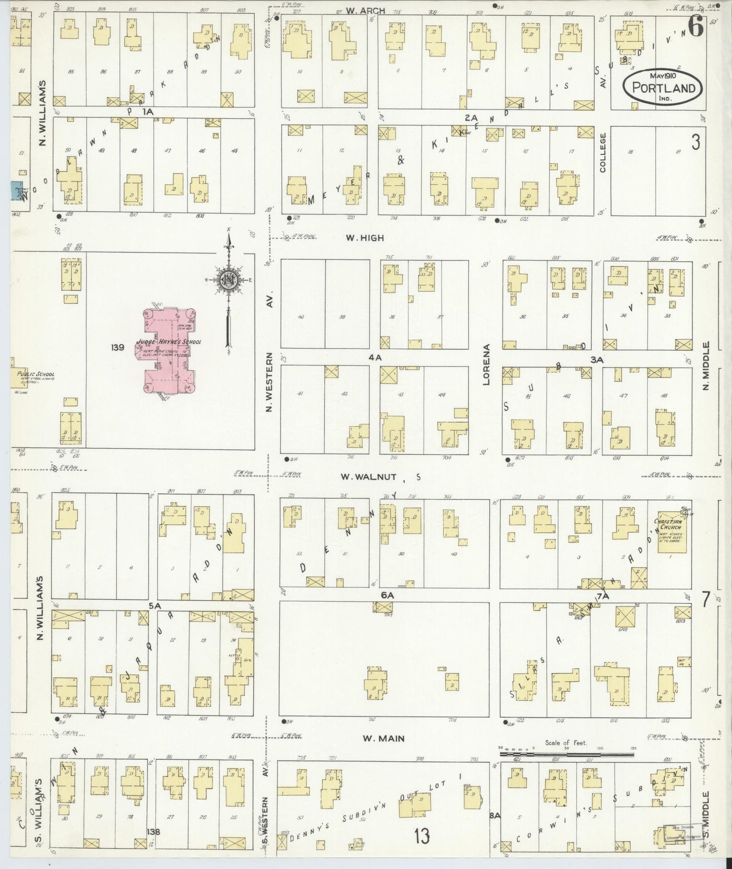 Sanborn Fire Insurance Map from Portland, Jay County, Indiana (1910), Sheet #0006 - Complete Map Set gallery image, historic Sanborn map, vintage wall art, Indiana Indiana
