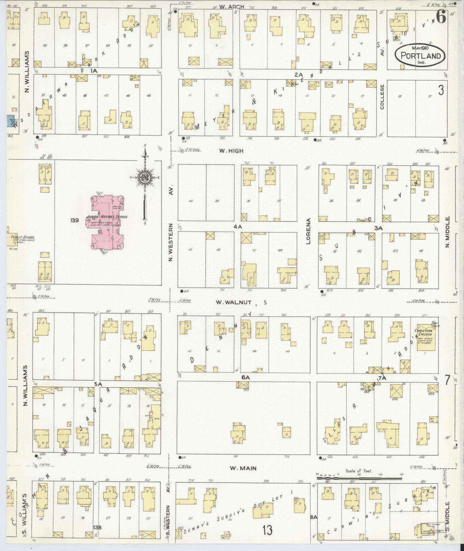Sanborn Fire Insurance Map from Portland, Jay County, Indiana (1910), Sheet #0006 - Complete Map Set gallery image, historic Sanborn map, vintage wall art, Indiana Indiana