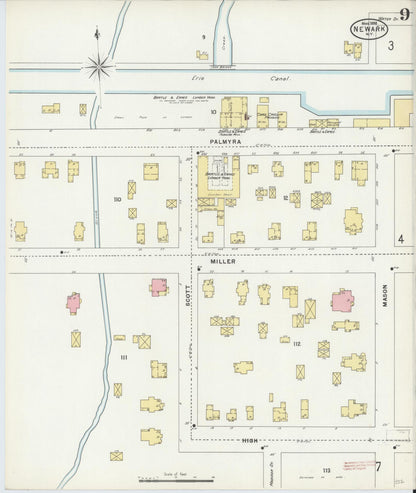 Sanborn Fire Insurance Map from Newark, Wayne County, New York (1898), Sheet #0009 - Historic Sanborn Fire Insurance Map Print, vintage old map wall art, antique decor, genealogy gift, New York New York map