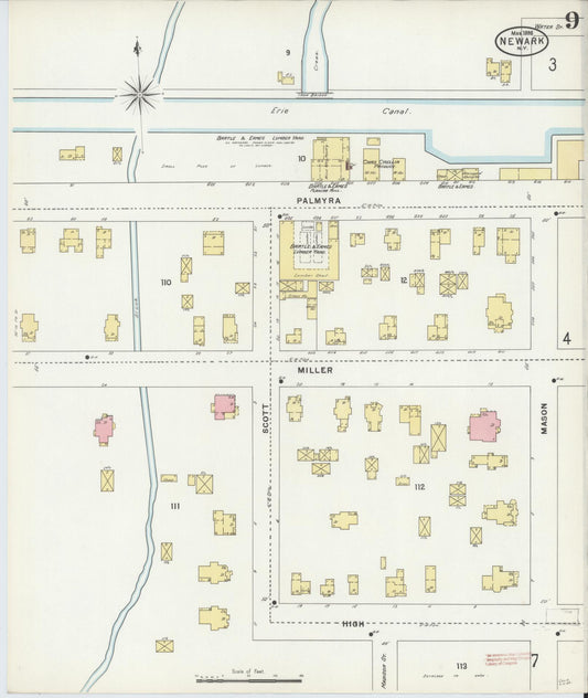 Sanborn Fire Insurance Map from Newark, Wayne County, New York (1898), Sheet #0009 - Historic Sanborn Fire Insurance Map Print, vintage old map wall art, antique decor, genealogy gift, New York New York map
