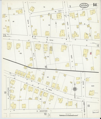 Sanborn Fire Insurance Map from Dothan, Houston County, Alabama (1912), Sheet #0014 - Complete Map Set gallery image, historic Sanborn map, vintage wall art, Alabama Alabama