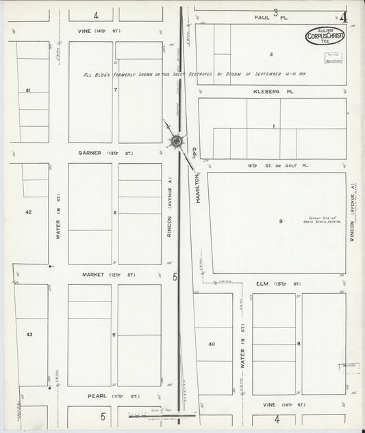 Sanborn Fire Insurance Map from Corpus Christi, Nueces County, Texas (1919), Sheet #0004 - Historic Sanborn Fire Insurance Map Print, vintage old map wall art, antique decor, genealogy gift, Texas Texas map