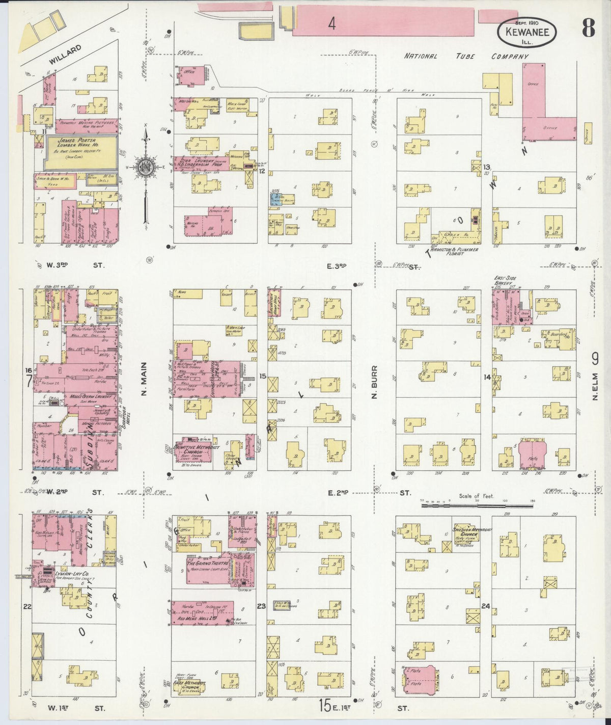 Sanborn Fire Insurance Map from Kewanee, Henry County, Illinois (1910), Sheet #0008 - Complete Map Set gallery image, historic Sanborn map, vintage wall art, Illinois Illinois