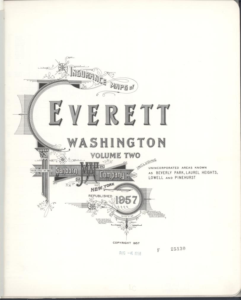Sanborn Fire Insurance Map from Everett, Snohomish County, Washington (1957), Sheet #0001 - Complete Map Set gallery image, historic Sanborn map, vintage wall art, Washington Washington
