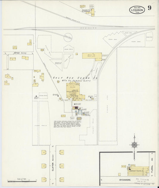 Sanborn Fire Insurance Map from Lebanon, Wilson County, Tennessee (1913), Sheet #0009 - Historic Sanborn Fire Insurance Map Print, vintage old map wall art, antique decor, genealogy gift, Tennessee Tennessee map