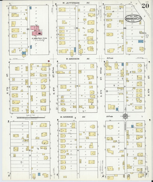 Sanborn Fire Insurance Map from Arkansas City, Cowley County, Kansas (1920), Sheet #0020 - Historic Sanborn Fire Insurance Map Print, vintage old map wall art, antique decor, genealogy gift, Kansas Kansas map