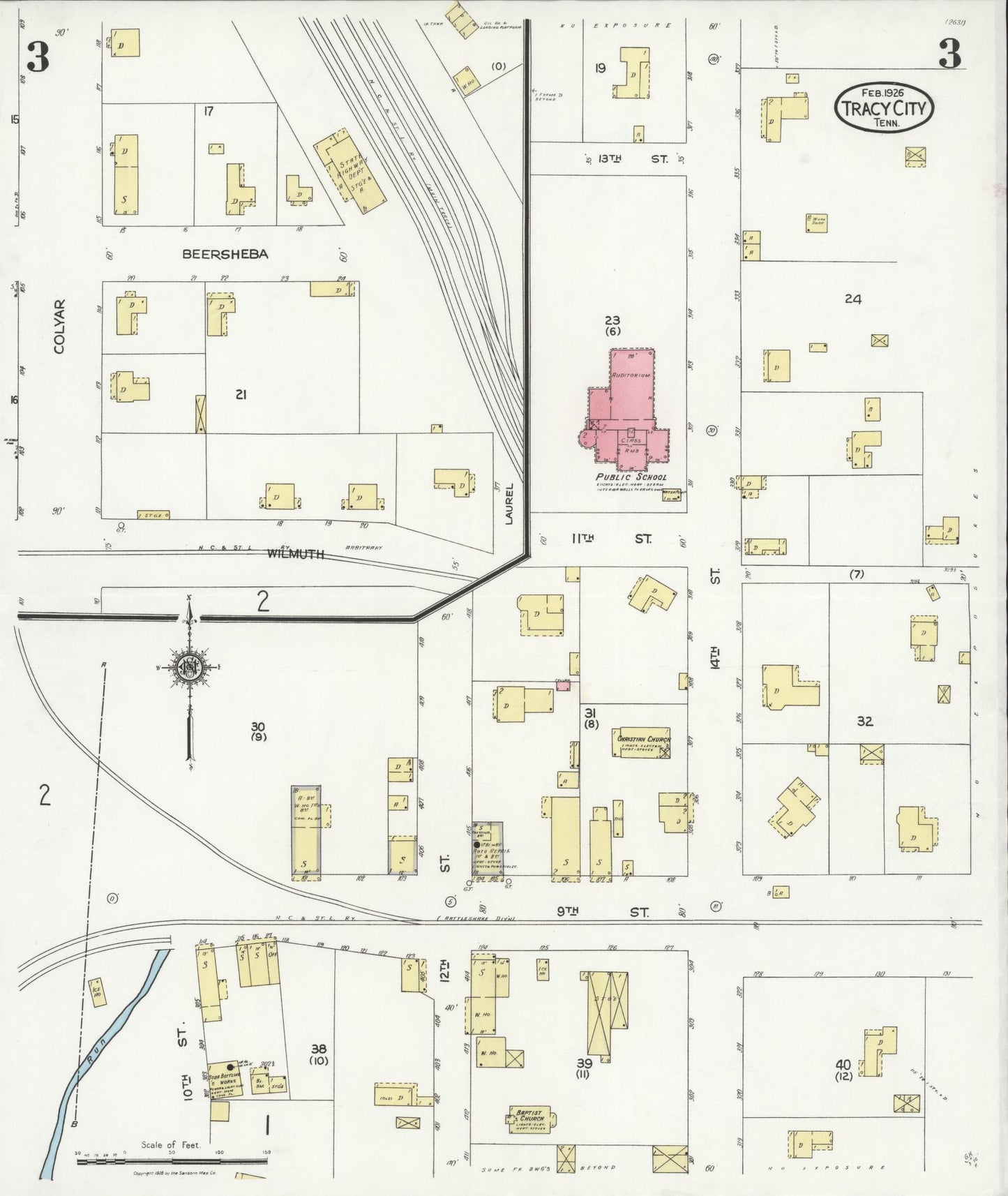 Sanborn Fire Insurance Map from Tracy City, Grundy County, Tennessee (1926), Sheet #0003 - Complete Map Set gallery image, historic Sanborn map, vintage wall art, Tennessee Tennessee