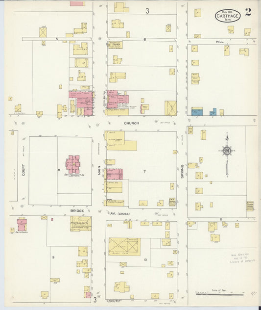Sanborn Fire Insurance Map from Carthage, Smith County, Tennessee (1913), Sheet #0002 - Historic Sanborn Fire Insurance Map Print, vintage old map wall art, antique decor, genealogy gift, Tennessee Tennessee map