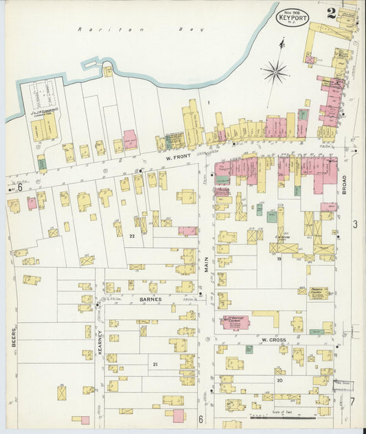 Sanborn Fire Insurance Map from Keyport, Monmouth County, New Jersey (1908), Sheet #0002 - Historic Sanborn Fire Insurance Map Print, vintage old map wall art, antique decor, genealogy gift, New Jersey New Jersey map