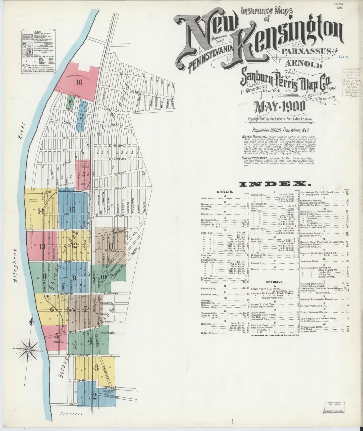 Sanborn Fire Insurance Map from New Kensington, Westmoreland County, Pennsylvania (1900), Sheet #0001 - Complete Map Set gallery image, historic Sanborn map, vintage wall art, Pennsylvania Pennsylvania