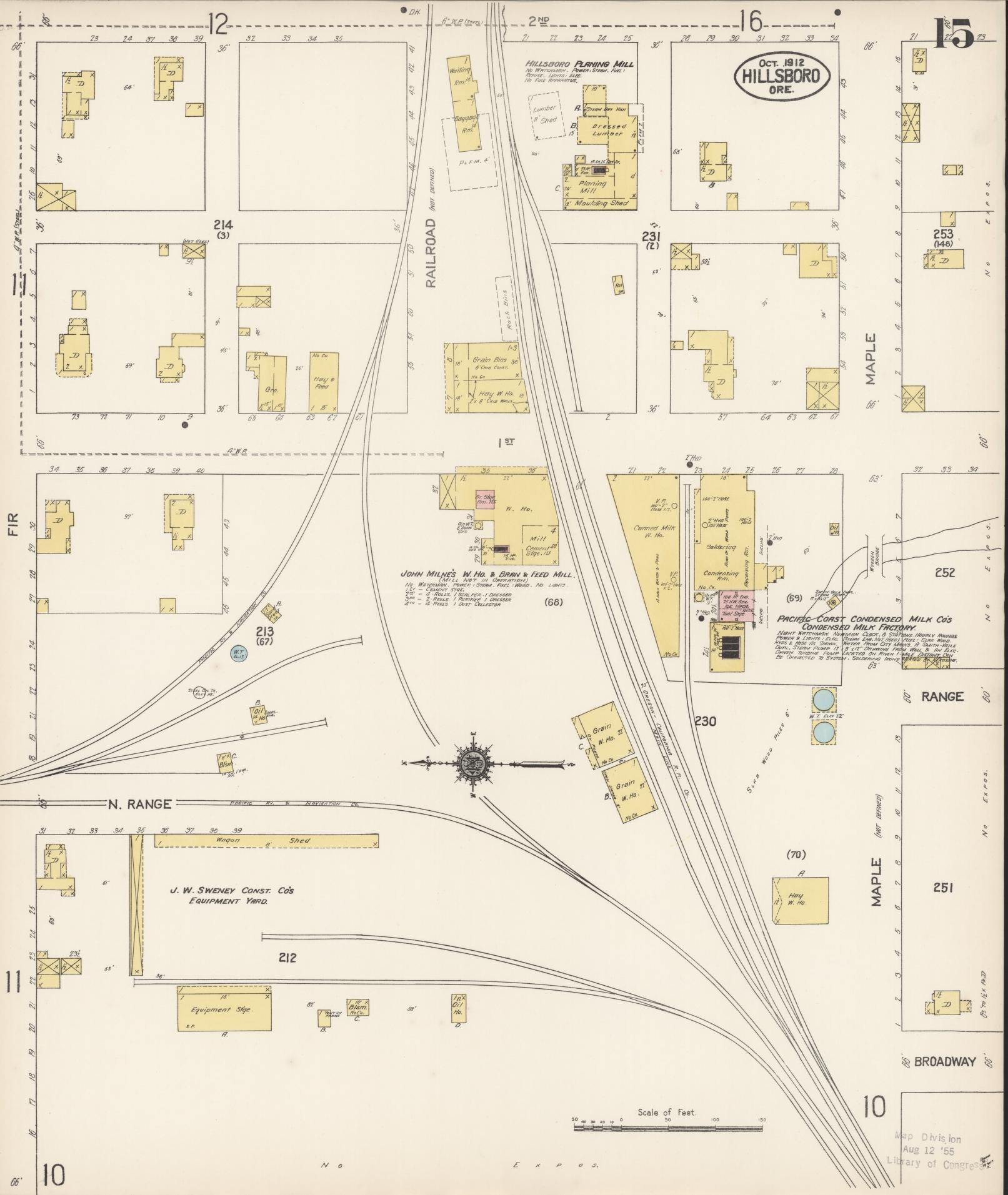 Sanborn Fire Insurance Map from Hillsboro, Washington County, Oregon (1912), Sheet #0015 - Complete Map Set gallery image, historic Sanborn map, vintage wall art, Oregon Oregon